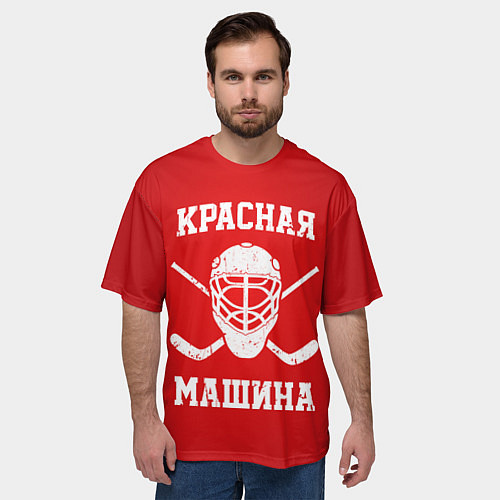 Мужская футболка оверсайз Красная машина / 3D-принт – фото 3