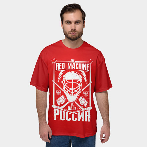 Мужская футболка оверсайз Red machine is back / 3D-принт – фото 3