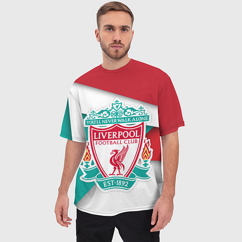 Мужская футболка оверсайз FC Liverpool / 3D-принт – фото 3