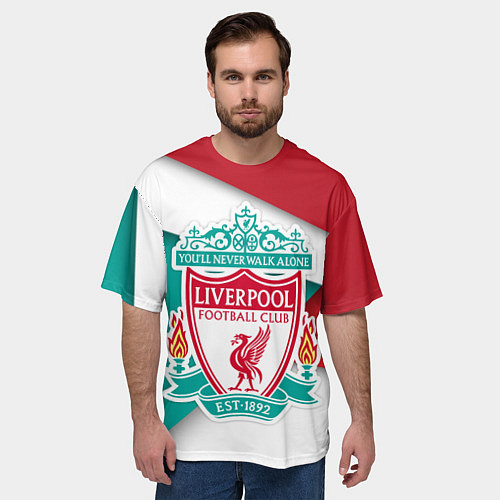 Мужская футболка оверсайз FC Liverpool / 3D-принт – фото 3
