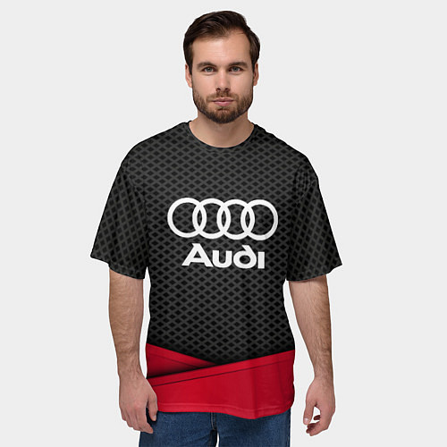 Мужская футболка оверсайз Audi: Grey Carbon / 3D-принт – фото 3
