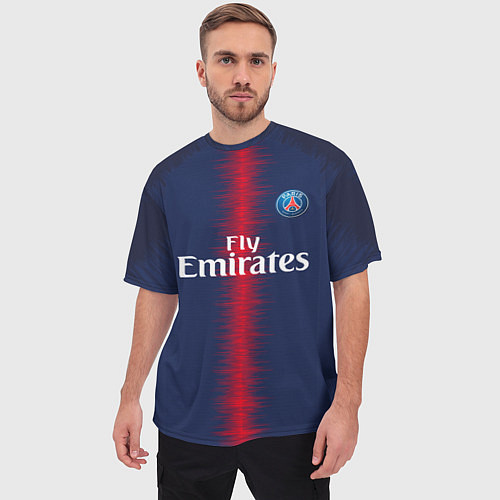 Мужская футболка оверсайз FC PSG: Home 18-19 / 3D-принт – фото 3