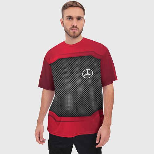 Мужская футболка оверсайз Mercedes Benz: Metal Sport / 3D-принт – фото 3