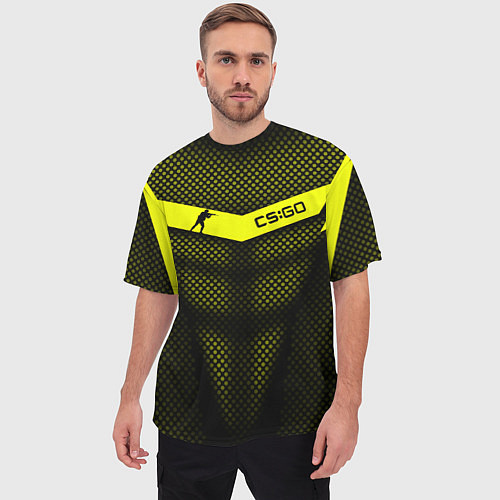 Мужская футболка оверсайз CS:GO Yellow Carbon / 3D-принт – фото 3