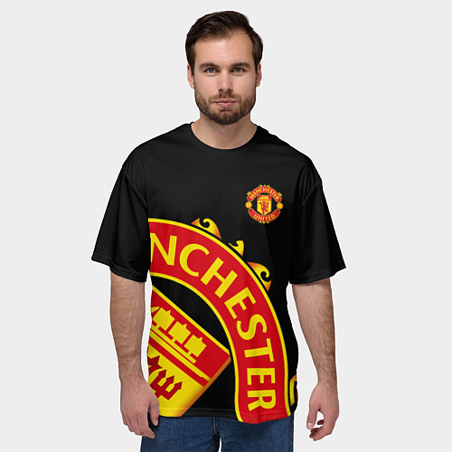 Мужская футболка оверсайз FC Man United: Black Exclusive / 3D-принт – фото 3