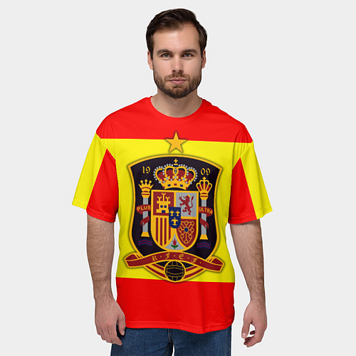 Мужская футболка оверсайз Сборная Испании / 3D-принт – фото 3