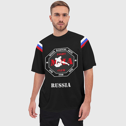 Мужская футболка оверсайз MMA Russia / 3D-принт – фото 3