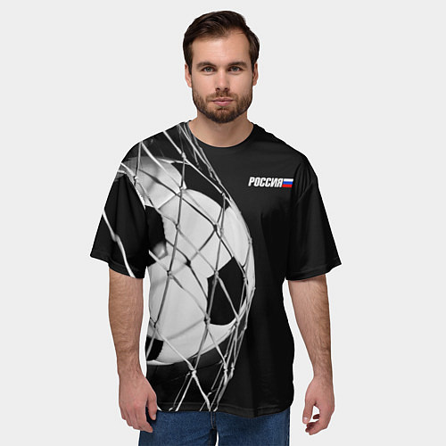 Мужская футболка оверсайз Болельщик России / 3D-принт – фото 3