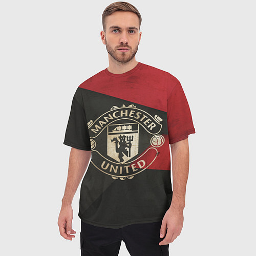 Мужская футболка оверсайз FC Man United: Old Style / 3D-принт – фото 3