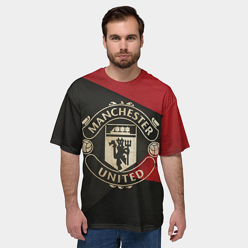 Мужская футболка оверсайз FC Man United: Old Style / 3D-принт – фото 3