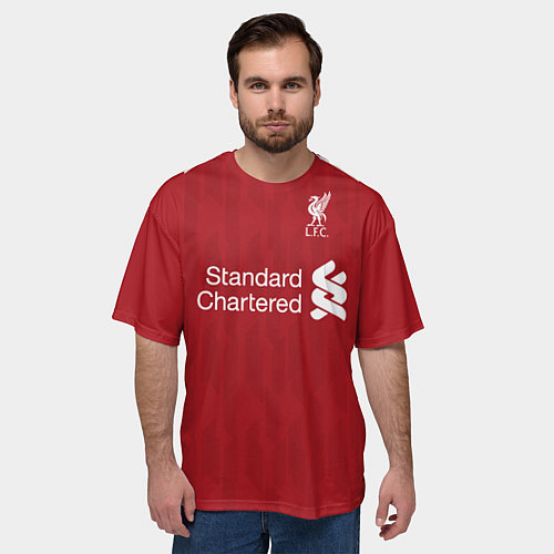 Мужская футболка оверсайз FC Liverpool: Salah Home 18/19 / 3D-принт – фото 3