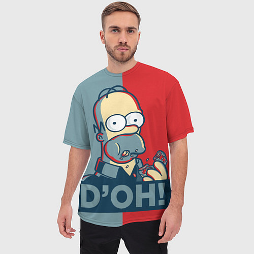Мужская футболка оверсайз Homer Simpson DOH! / 3D-принт – фото 3