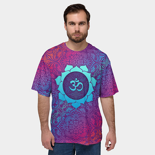Мужская футболка оверсайз Роскошный Ом / 3D-принт – фото 3