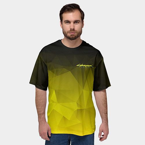 Мужская футболка оверсайз Cyberpunk 2077: Yellow Poly / 3D-принт – фото 3