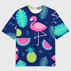 Футболка оверсайз мужская Фруктовый фламинго, цвет: 3D-принт