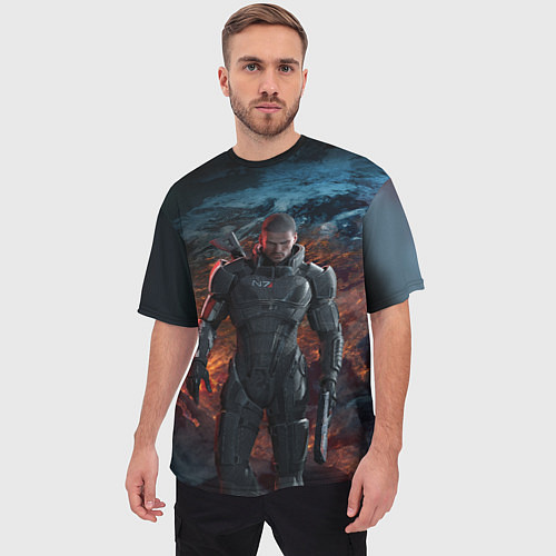 Мужская футболка оверсайз Mass Effect: Soldier / 3D-принт – фото 3