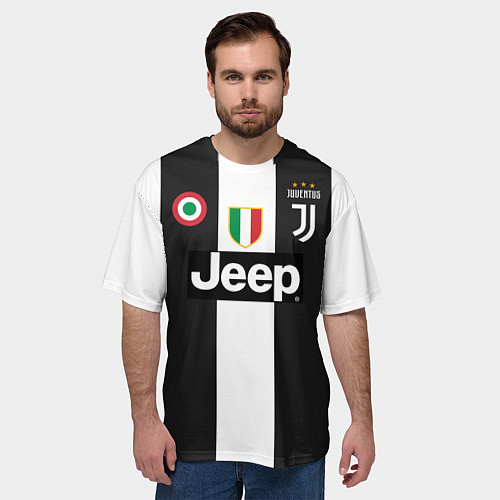 Мужская футболка оверсайз FC Juventus 18-19 / 3D-принт – фото 3