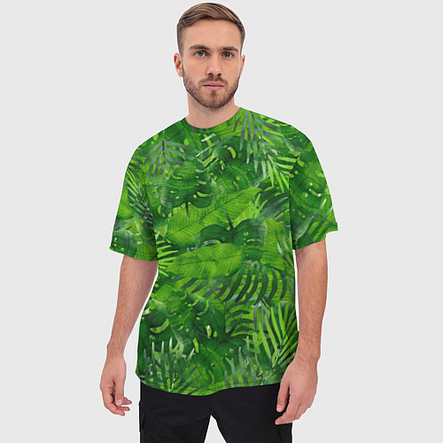 Мужская футболка оверсайз Тропический лес / 3D-принт – фото 3