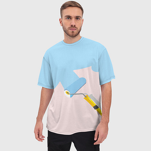 Мужская футболка оверсайз Голубая заливка / 3D-принт – фото 3
