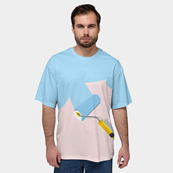 Футболка оверсайз мужская Голубая заливка, цвет: 3D-принт — фото 2