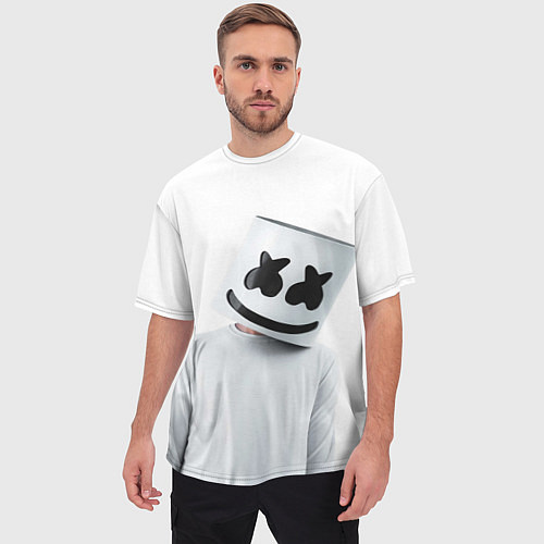 Мужская футболка оверсайз Marshmallow: White Only / 3D-принт – фото 3