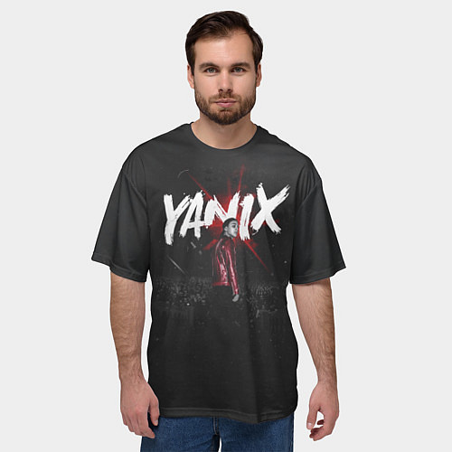 Мужская футболка оверсайз YANIX: Black Side / 3D-принт – фото 3