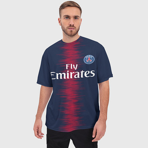 Мужская футболка оверсайз FC PSG Mbappe 18-19 / 3D-принт – фото 3