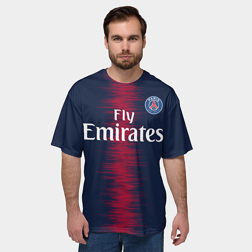 Мужская футболка оверсайз FC PSG Mbappe 18-19 / 3D-принт – фото 3