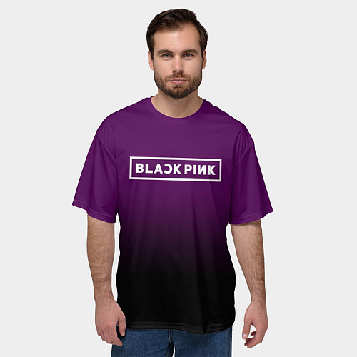 Мужская футболка оверсайз Black Pink: Violet Gradient / 3D-принт – фото 3