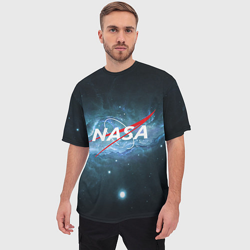 Мужская футболка оверсайз NASA: Space Light / 3D-принт – фото 3