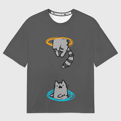 Футболка оверсайз мужская Кот в Портале, цвет: 3D-принт