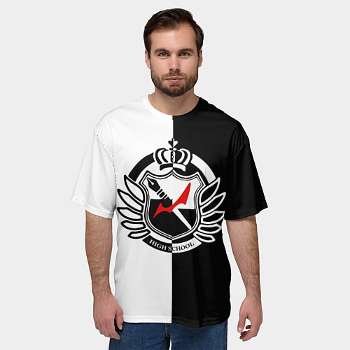 Мужская футболка оверсайз MONOKUMA SCHOOL / 3D-принт – фото 3