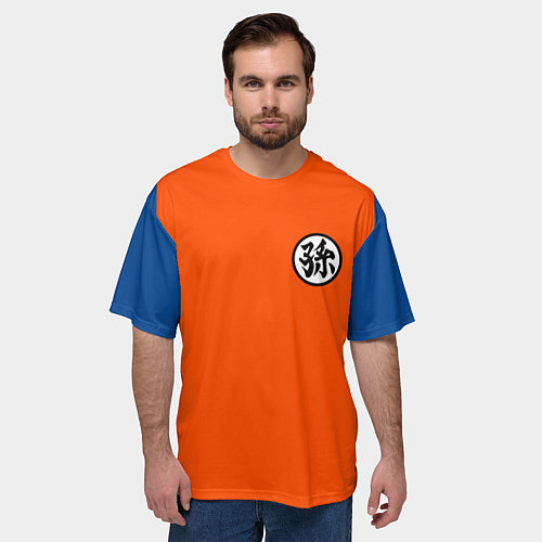 Мужская футболка оверсайз DBZ: Goku Kanji Emblem / 3D-принт – фото 3