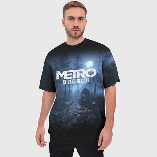 Мужская футболка оверсайз Metro Exodus: Dark Moon / 3D-принт – фото 3