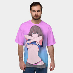Футболка оверсайз мужская Ahegao Girl, цвет: 3D-принт — фото 2