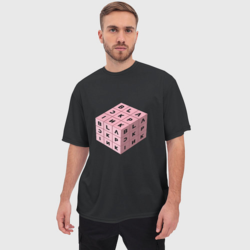 Мужская футболка оверсайз Black Pink Cube / 3D-принт – фото 3