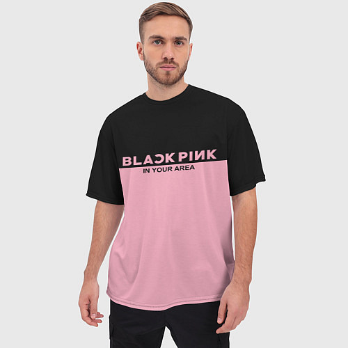 Мужская футболка оверсайз Black Pink: In Your Area / 3D-принт – фото 3