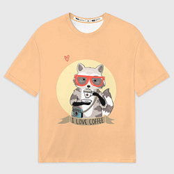 Футболка оверсайз мужская Raccoon Love Coffee, цвет: 3D-принт