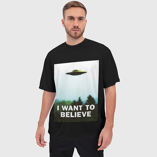 Мужская футболка оверсайз I Want To Believe / 3D-принт – фото 3
