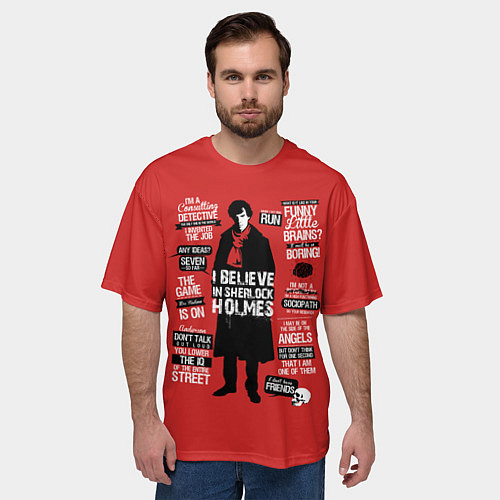 Мужская футболка оверсайз Шерлок / 3D-принт – фото 3