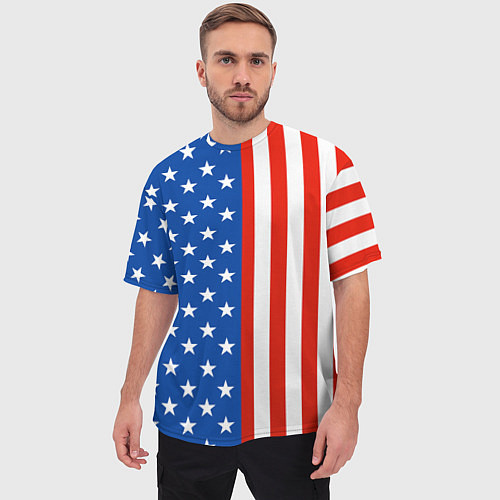 Мужская футболка оверсайз American Patriot / 3D-принт – фото 3
