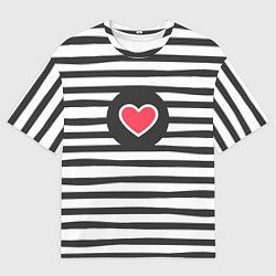 Футболка оверсайз мужская Сердце в полоску, цвет: 3D-принт