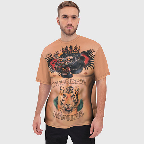 Мужская футболка оверсайз МакГрегор татуировки / 3D-принт – фото 3