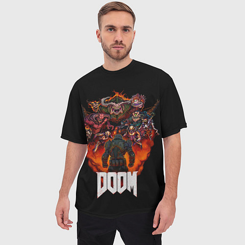 Мужская футболка оверсайз DOOM History / 3D-принт – фото 3