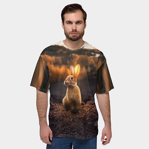 Мужская футболка оверсайз Солнечный зайчик / 3D-принт – фото 3