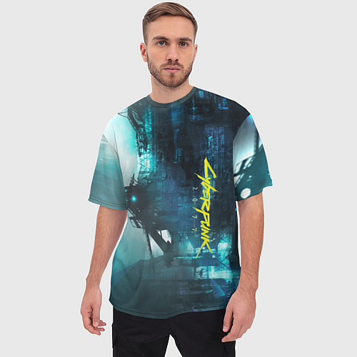 Мужская футболка оверсайз Cyberpunk 2077: Techno / 3D-принт – фото 3
