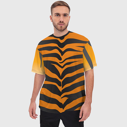 Мужская футболка оверсайз Шкура тигра / 3D-принт – фото 3
