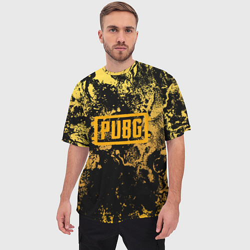 Мужская футболка оверсайз PUBG: Yellow Marble / 3D-принт – фото 3
