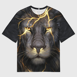 Футболка оверсайз мужская Лев с молнией, цвет: 3D-принт