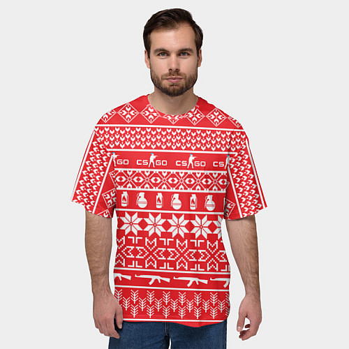 Мужская футболка оверсайз CS:GO NY Pattern / 3D-принт – фото 3